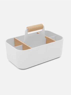 LALO The Caddy White Storage Caddy with Natural Wood Handle